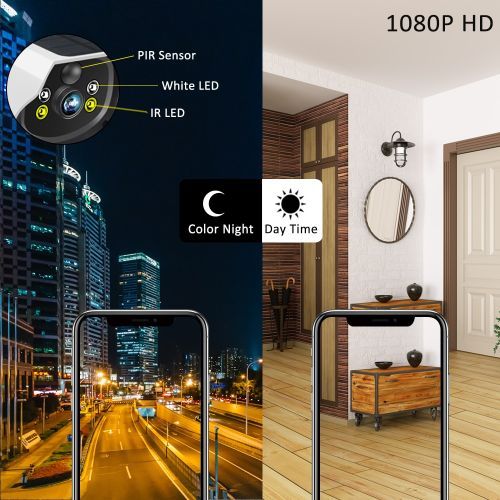 With 128g Card 3MP IR & LED Night Vision  WiFi Wireless Solar WiFi Camera IP66 Waterproof Outdoor Security IP Camera Two-Way Audio PIR Human Motion Detection CCTV