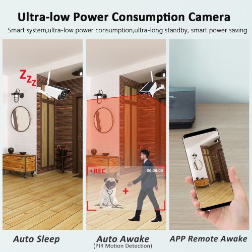 With 128g Card 3MP IR & LED Night Vision  WiFi Wireless Solar WiFi Camera IP66 Waterproof Outdoor Security IP Camera Two-Way Audio PIR Human Motion Detection CCTV