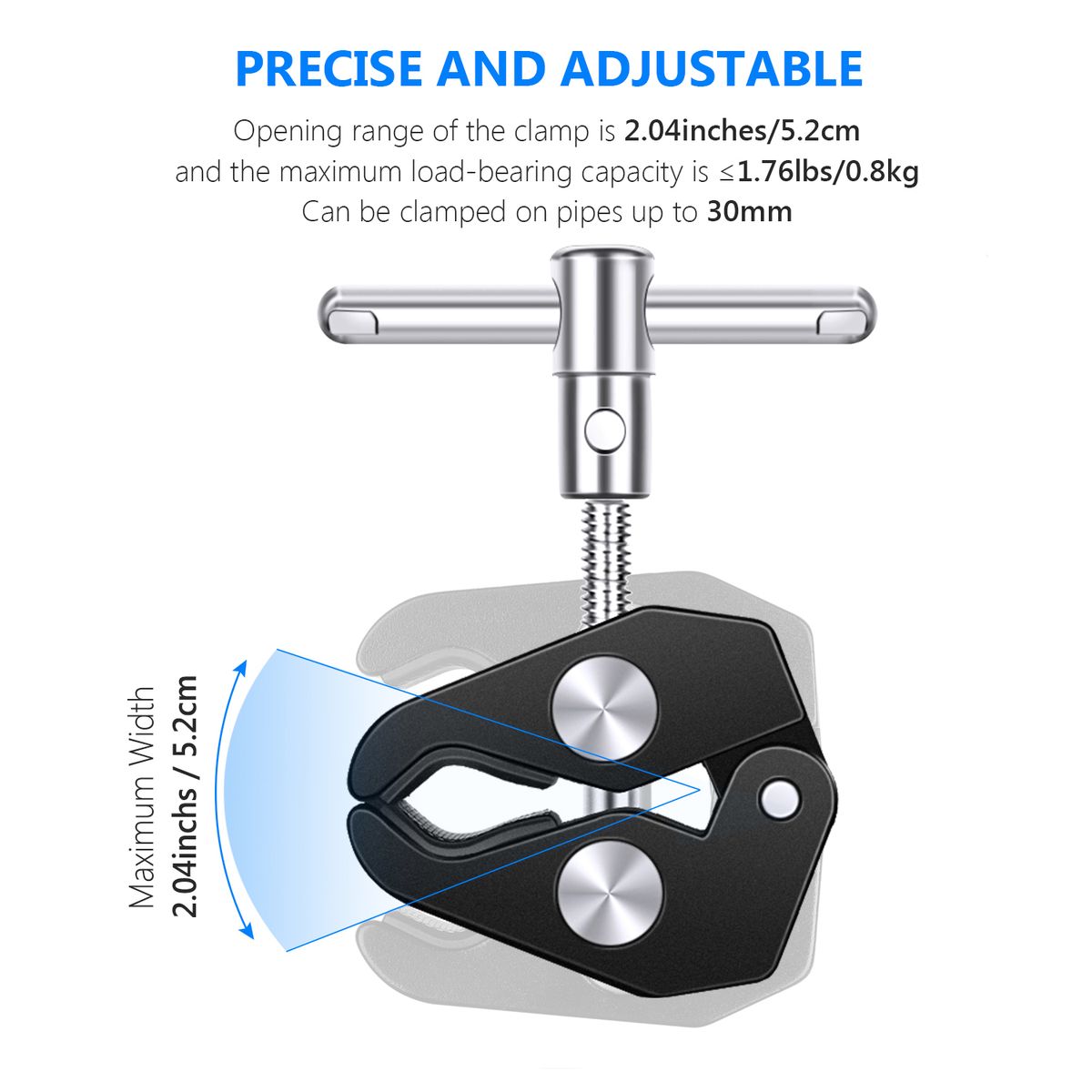 Super Clamp With 1/4"&3/8" Thread And 9.8"/25cm Adjustable Magic Arm With 1/4" Screws On Both Ends Compatible With SmallRig Cage, Flash/LED Light/Microphone/Monitor, Max Load 4.4lb/2kg, ST25C