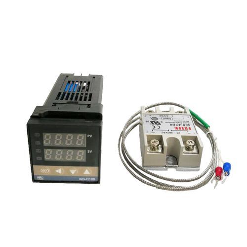 REX-C100 Digital RKC PID Thermostat Temperature Controller Digital REX-C100/ 40A SSR Relay/K Thermocouple Probe/heat Sink