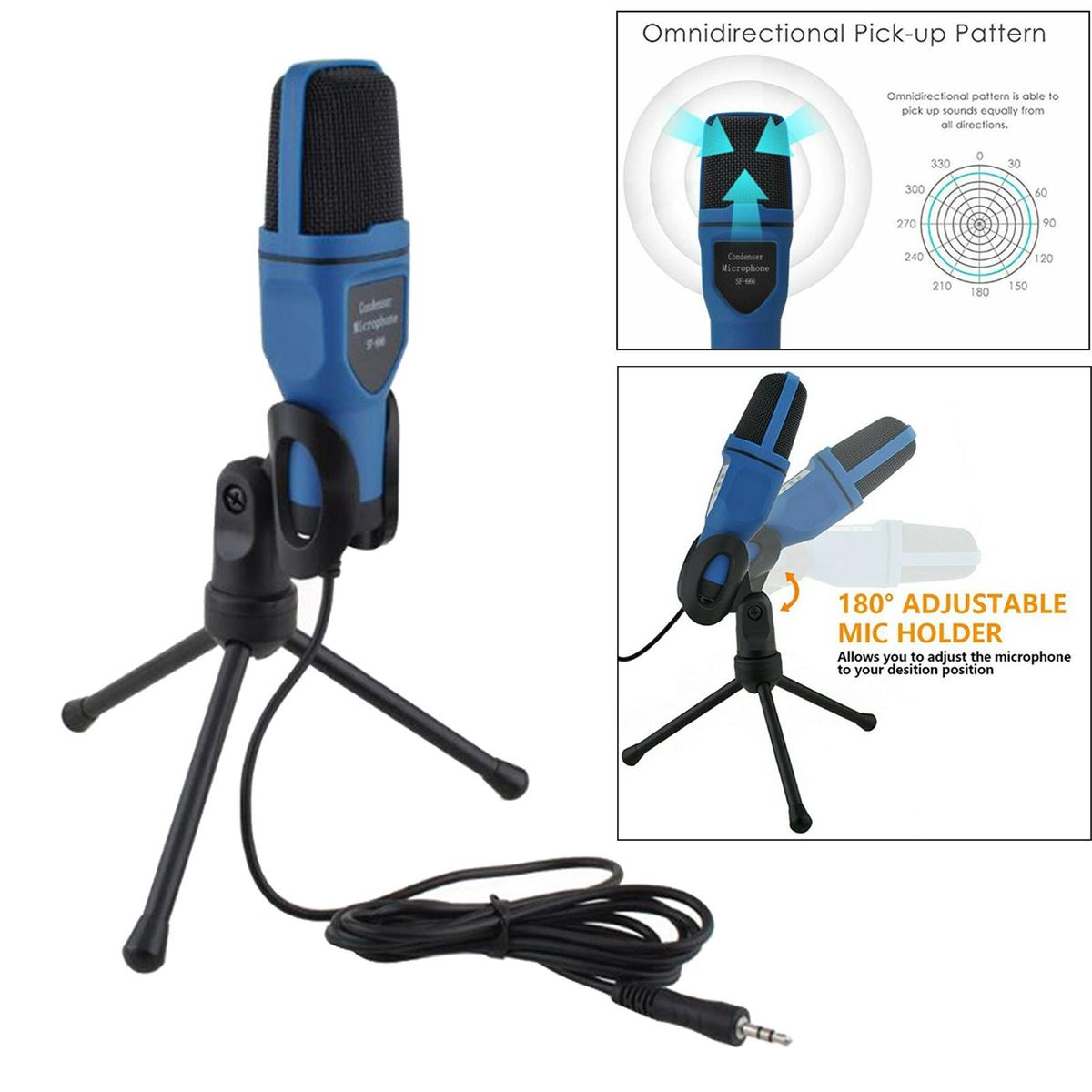 Computer Microphone Podcast USB Condenser Mic With Plug And Play For