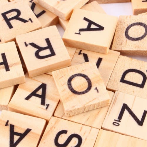 100 Pcs Wooden Craft Letters Tiles  Alphabets Scrabble Letters - Beige
