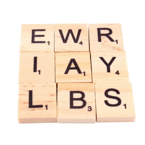 100 Pcs Wooden Craft Letters Tiles  Alphabets Scrabble Letters - Beige