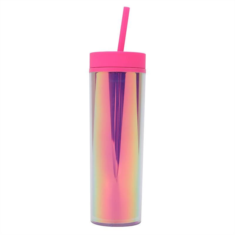 BPA-Free Reusable Skinny Tumbler Plastic Cup Double-walled Skinny Water Bottle