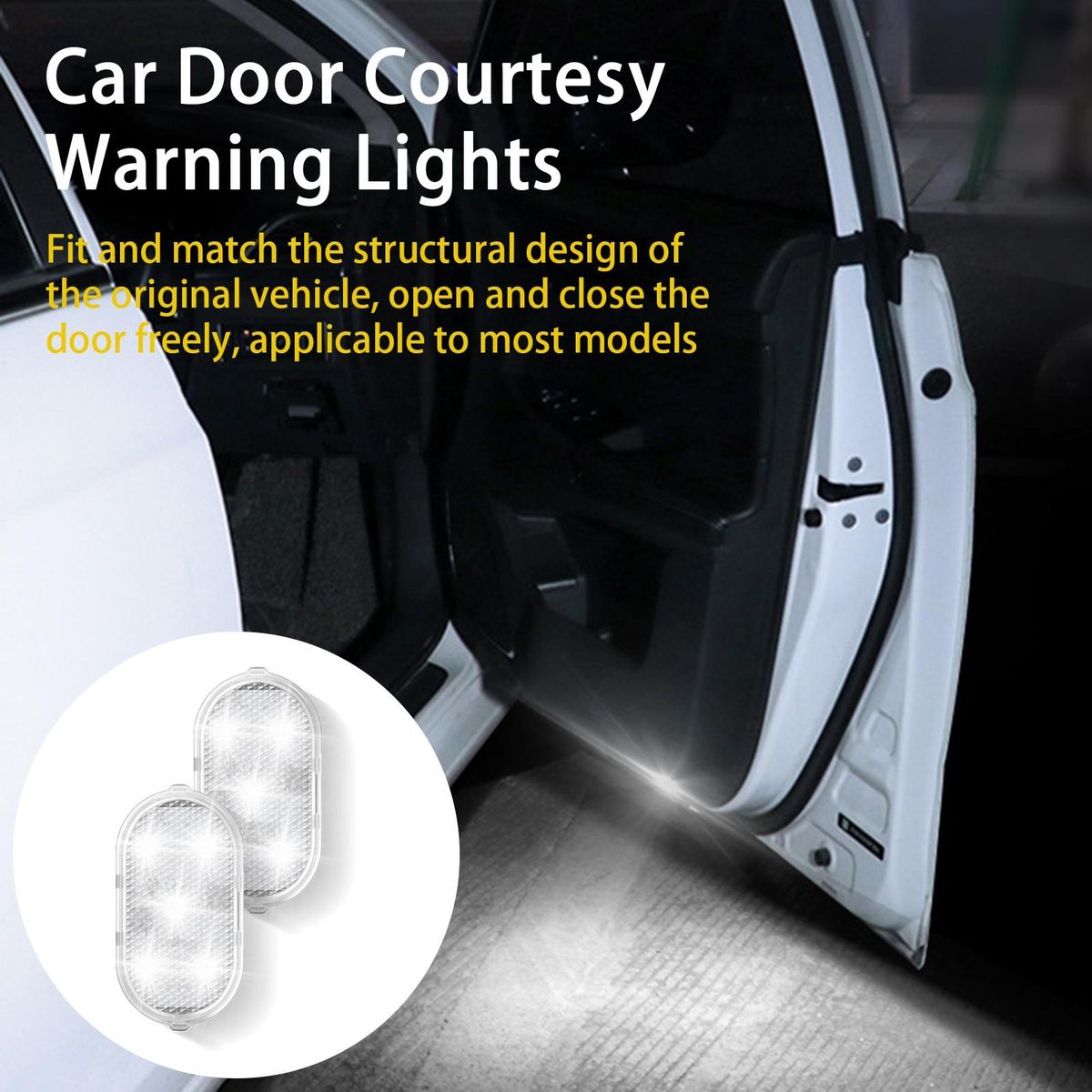 2Pcs Courtesy Lights Interior Car Door Lights Clear