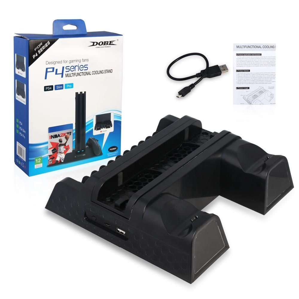PS4/ PS4 Slim/ PS4 Pro Cooler Multifunctional Vertical Cooling Stand PS4 Controller Charger With LED Indicators Charging Dock GDMALL