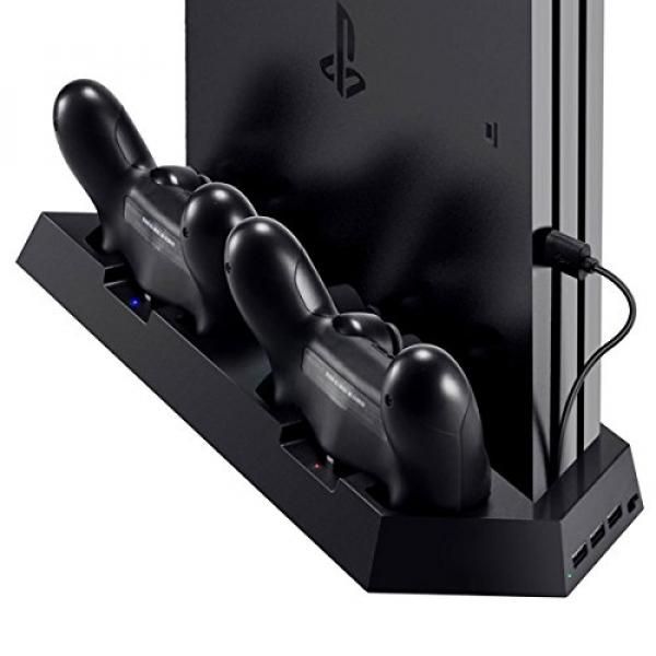 [UPDATED Vertical Stand Charger For PS4 / PS4 Pro / PS4 Slim] KINGTOP PS4 / PS4 Pro / PS4 Slim Dual Controller Charging Station With Cooling Fan For Sony Playstation 4 Dualshock 4 Pro Game Console GDMALL
