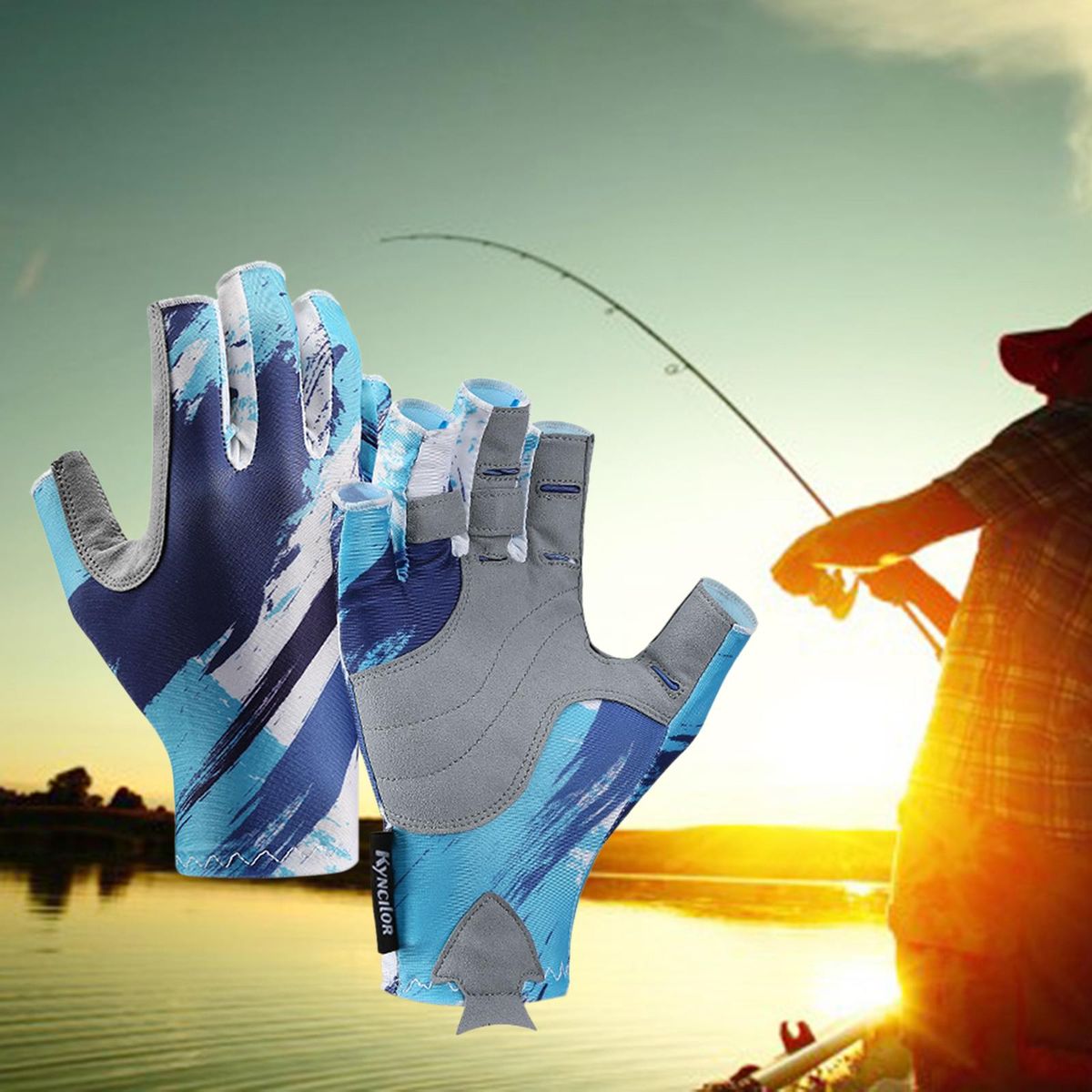 Half Finger Cycling  Breathable Fingerless For Bicycle Skiing Blue XL