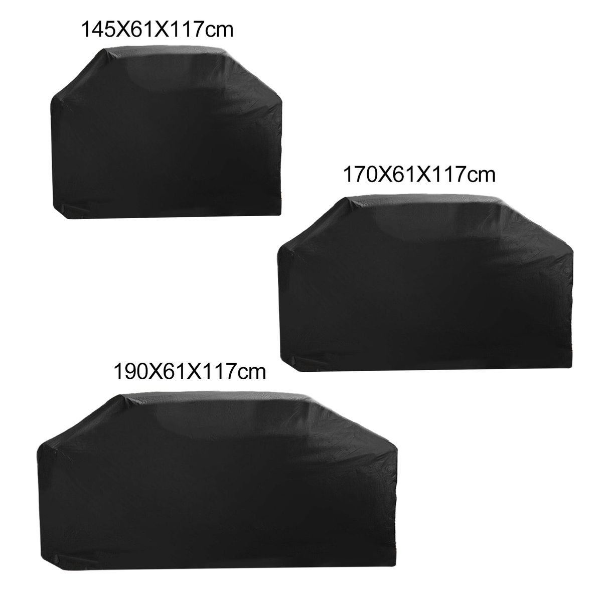 Rain Protective Outdoor Barbecue Cover Black Coated Silver Dust Weatherproof Waterproof Windproof Oxford Cloth