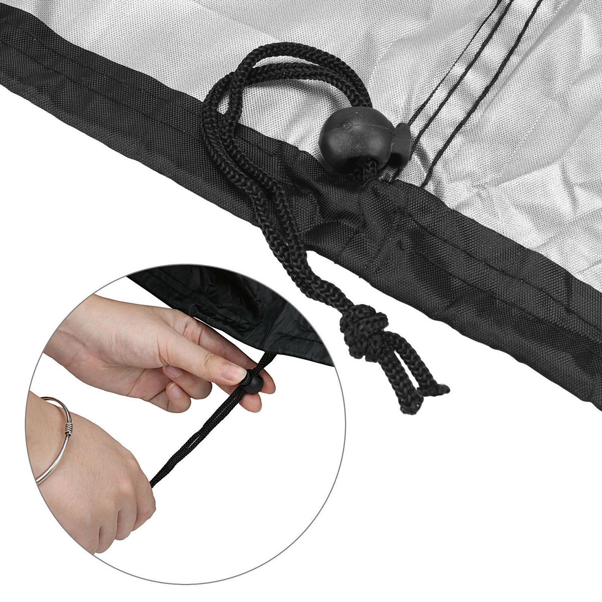 Rain Protective Outdoor Barbecue Cover Black Coated Silver Dust Weatherproof Waterproof Windproof Oxford Cloth