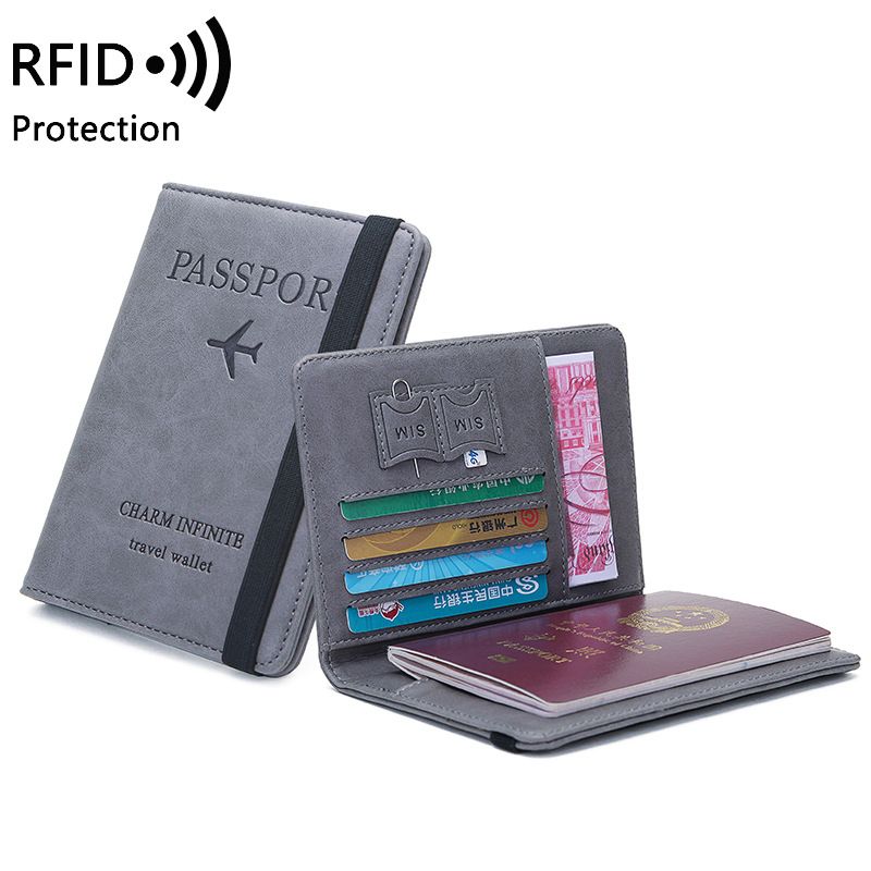 Passport Holder Document Travel Case With R-fid - Gray