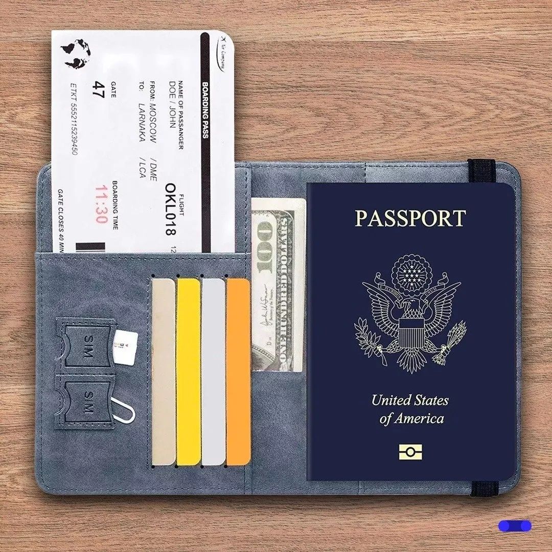 Passport Holder Document Travel Case With R-fid - Gray
