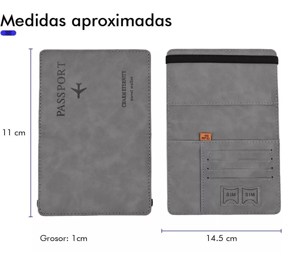 Passport Holder Document Travel Case With R-fid - Gray