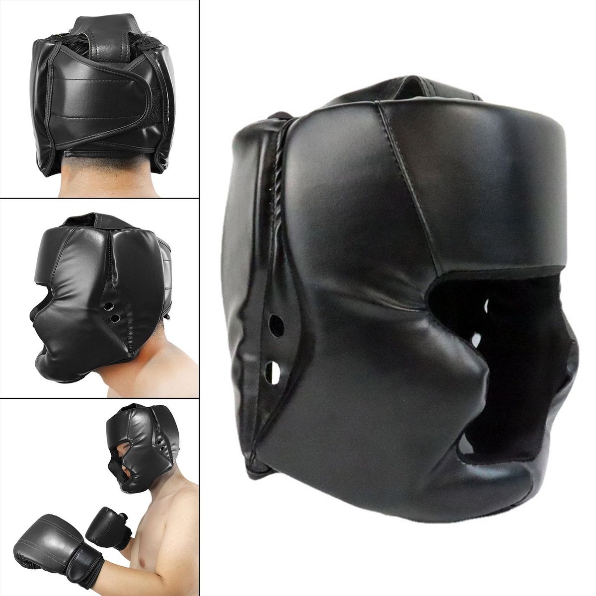 Head Guard Boxing Sparring Headgear Taekwondo Fight 58 To 66CM Black