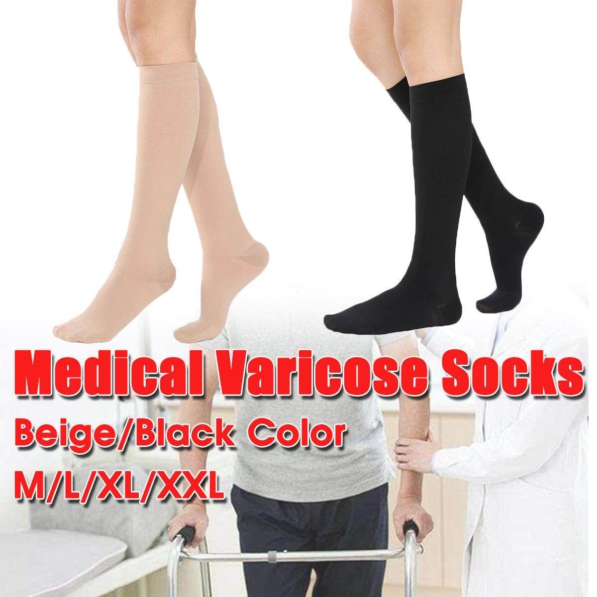 Grade Knee Stockings Varicose Vein Circulation Compression Socks-Black M Black XL