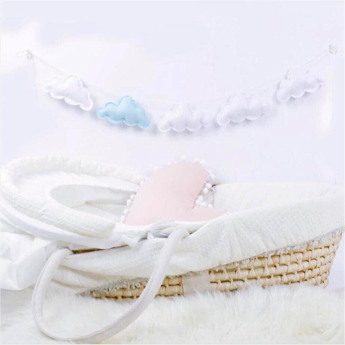 5 Pcs Simple Cloud Garland Ornament Crib Baby Bed Bell Bedroom Hanging Wall Gift Cloud Wall Hanging Baby Decor Toys Nursery Ornament Crib Children Kids Bedroom Blue