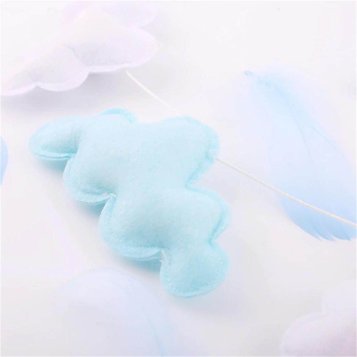 5 Pcs Simple Cloud Garland Ornament Crib Baby Bed Bell Bedroom Hanging Wall Gift Cloud Wall Hanging Baby Decor Toys Nursery Ornament Crib Children Kids Bedroom Blue
