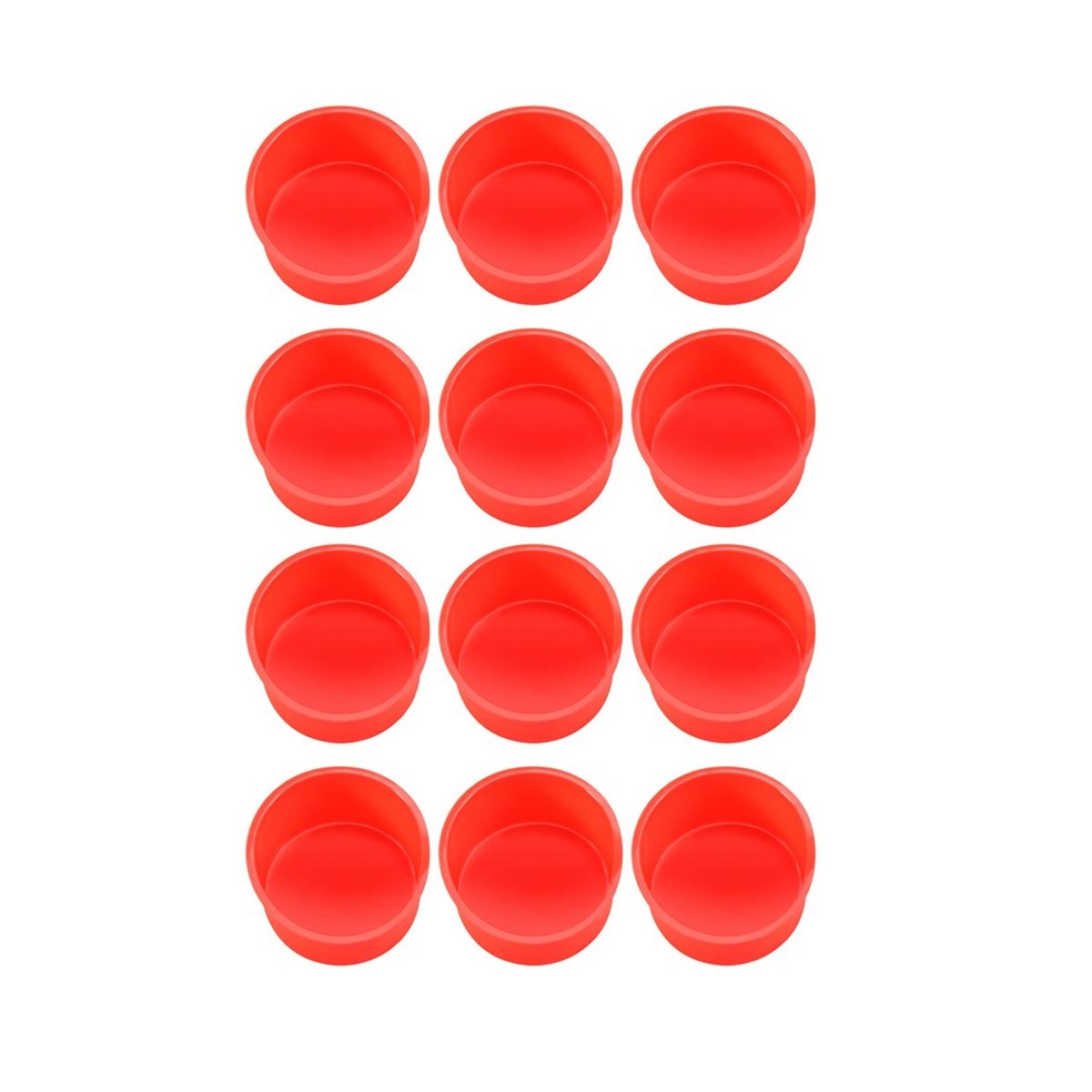 12Pcs Mini Cake Molds 4 Inch Round Baking Pan Non-Stick Silicone Baking Mold Bakeware Pan ReusableRed