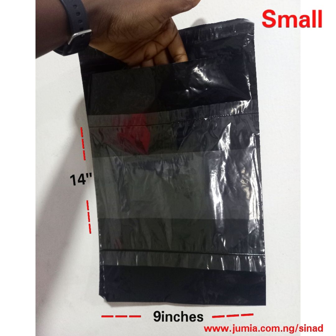 100pcs SMALL Plain Courier Bag Nylon With Receipt Pocket- Black