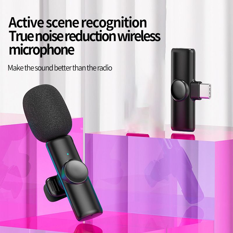 One-to-One Wireless Collar Clip Microphone Noise Reduction Mobile Phone Live Broadcast Outdoor Interview Conference Recording Ra