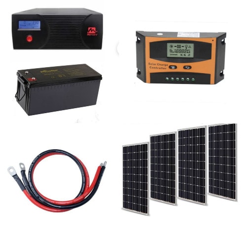1.2kva 12v Inverter + 4 Solar Panels - 180w And Batteries
