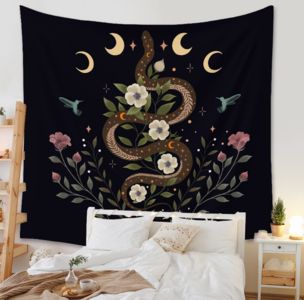 130*150CM Psychedelic Tapestry Moon Phase Change Flower Tapestry Wall Hanging Fabric Hippie Background Wall Cover  Carpet Home Deco