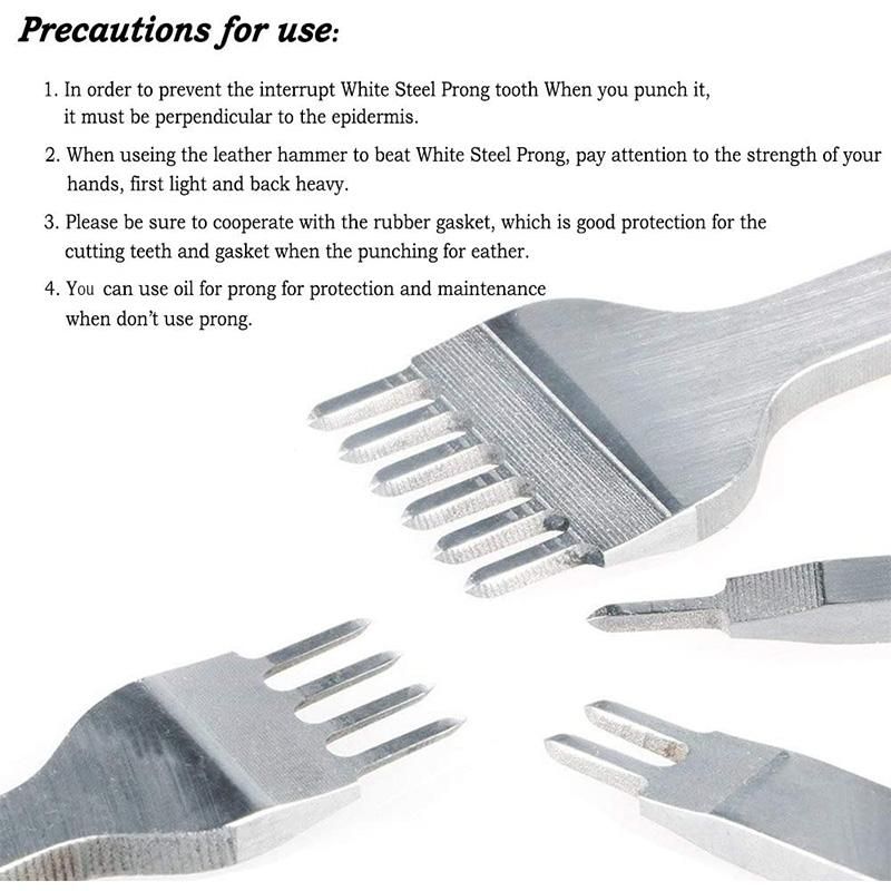 6Pcs 1/2/4/6 Prong DIY Diamond Lacing Stitching Chisel Set Leather Edge Skiving DIY Craft Tool, Industrial Grade White Steels Leather Craft Kits - Rugged Durable (4mm)