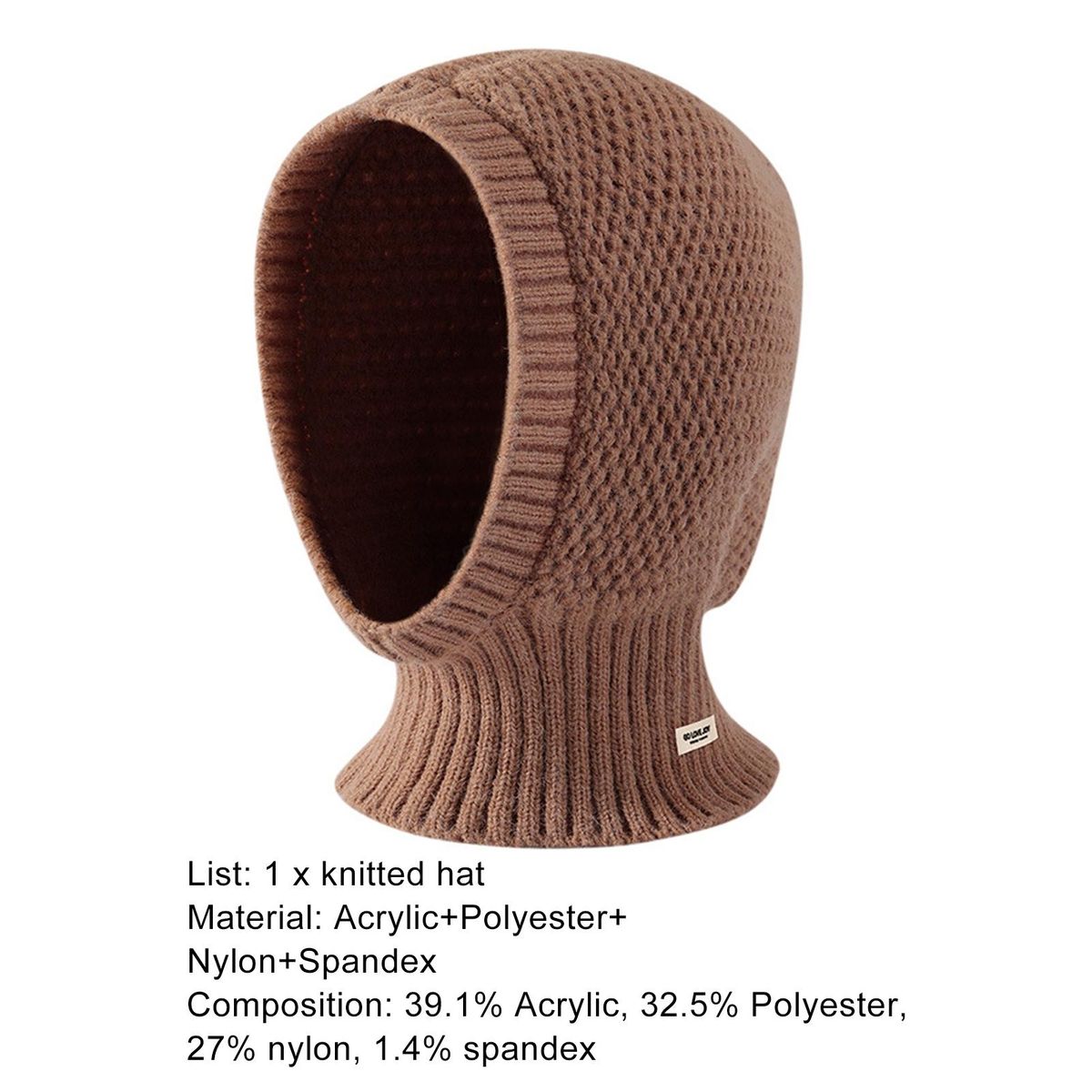Women Cap Scarf Outdoor Knitted Warm Hat Scarf Khaki