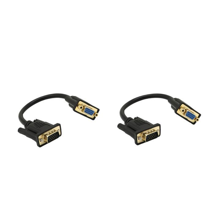 2 Pack VGA Male To Female Converter Adapter Cable Extension Cord For