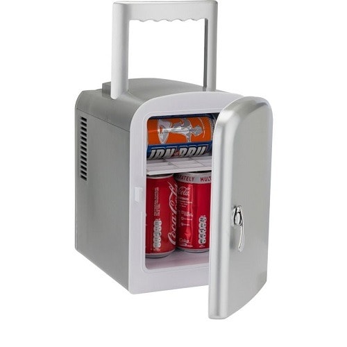 4 Litre Silver Mini Travel Fridge With A Classic, Contemporary Design