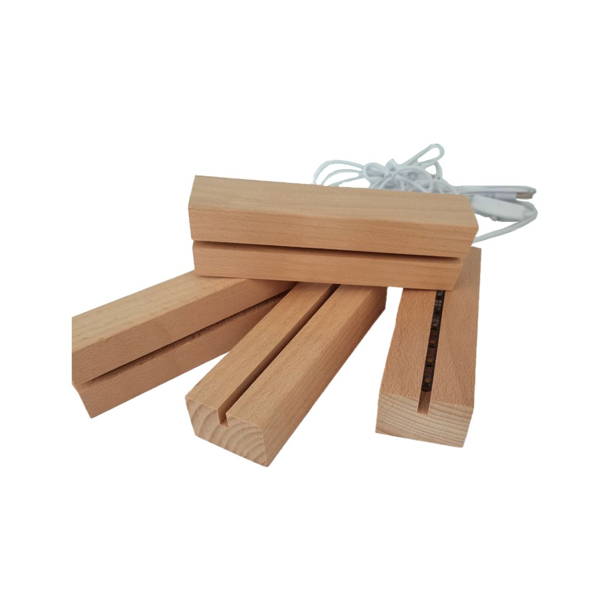 Wooden LED Lights Display Base Stand Light Plate Base Warm Light Rectangle 3D DIY Night Light Base for Resin Art Light