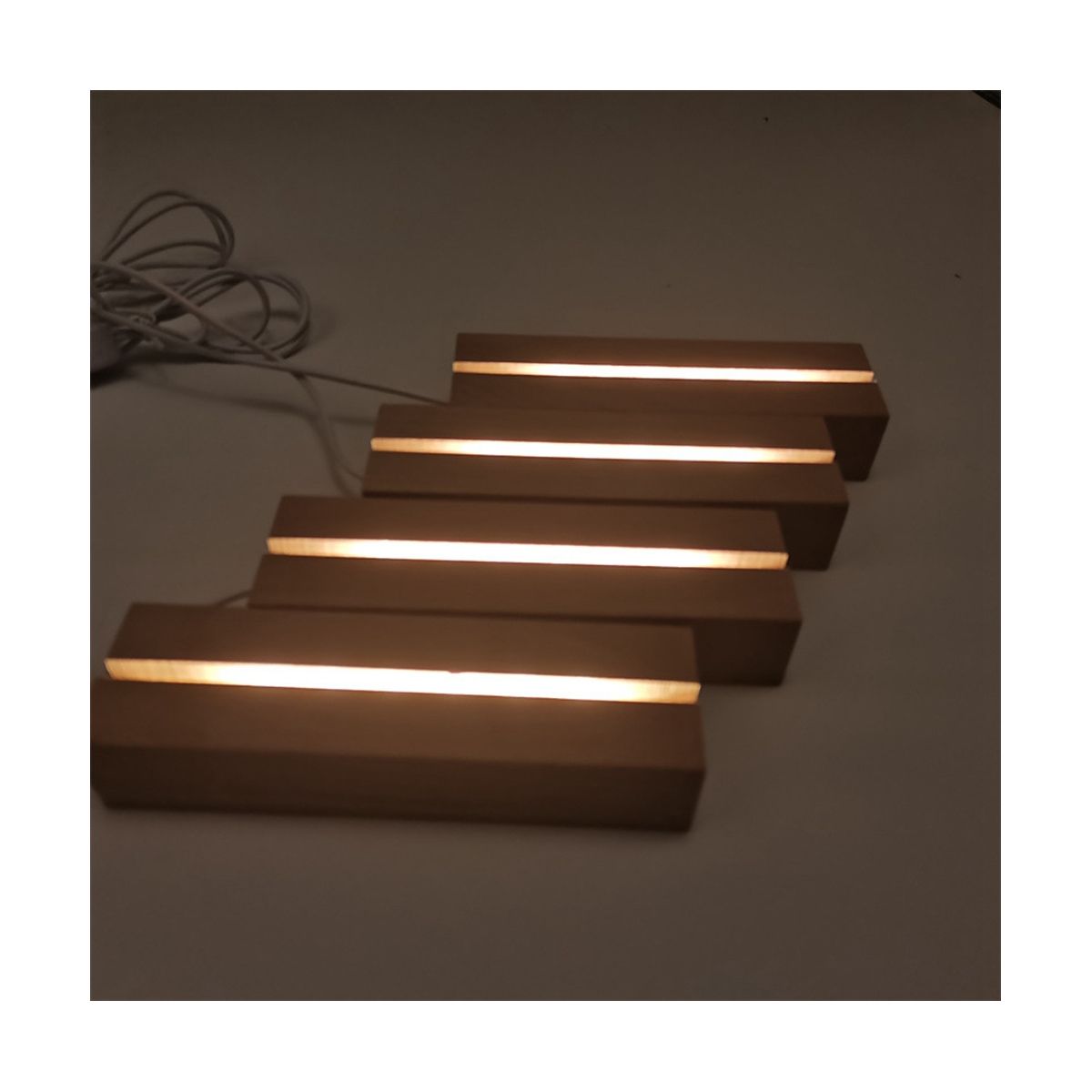 Wooden LED Lights Display Base Stand Light Plate Base Warm Light Rectangle 3D DIY Night Light Base for Resin Art Light