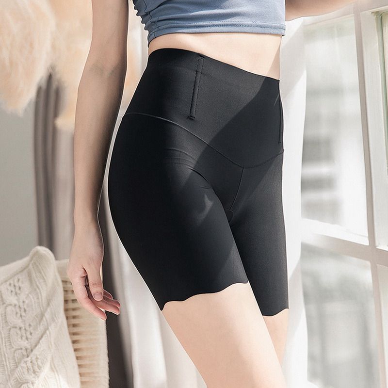 (White 1)Ice Silk High Waisted Women's Panties Abdomen Seamless Safety Short Pants Non Curling Body Shapewear Belly Shaper Shorts 2022 DOU