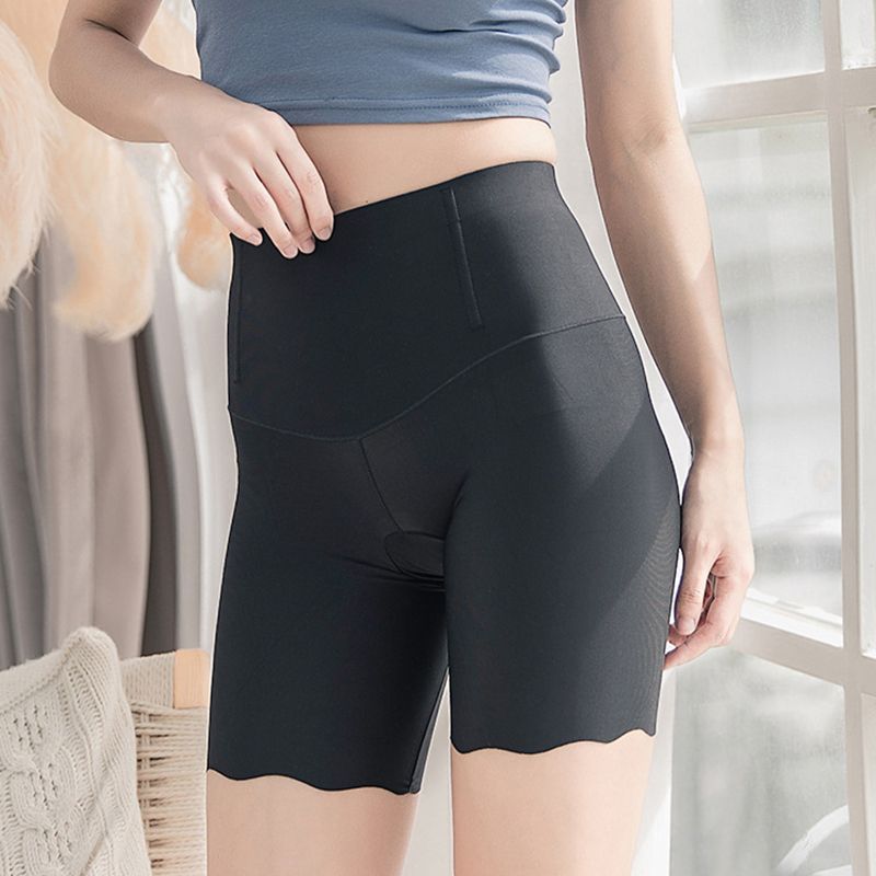 (White 1)Ice Silk High Waisted Women's Panties Abdomen Seamless Safety Short Pants Non Curling Body Shapewear Belly Shaper Shorts 2022 DOU
