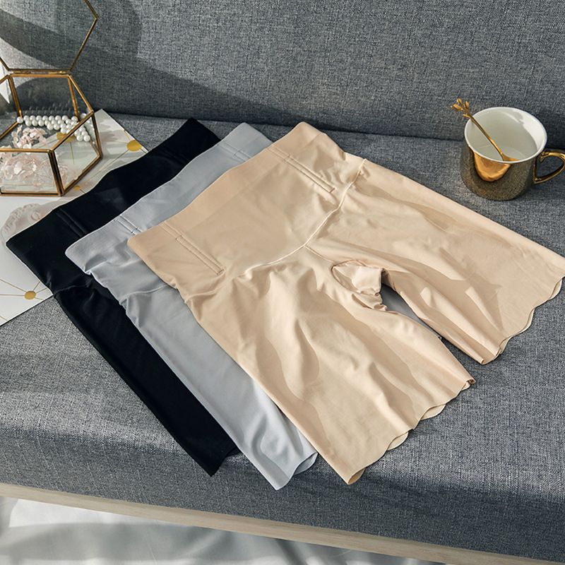 (White 1)Ice Silk High Waisted Women's Panties Abdomen Seamless Safety Short Pants Non Curling Body Shapewear Belly Shaper Shorts 2022 DOU