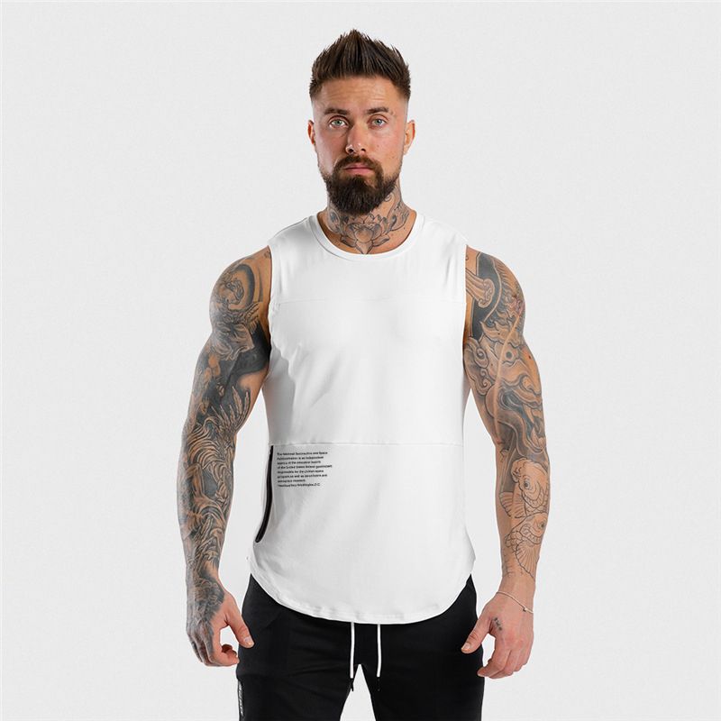 Men Zipper Sleeveless Vest Summer Breathable Quick-drying Male Tight Gyms Clothes Bodybuilding Undershirt Fitness Tank Tops-black