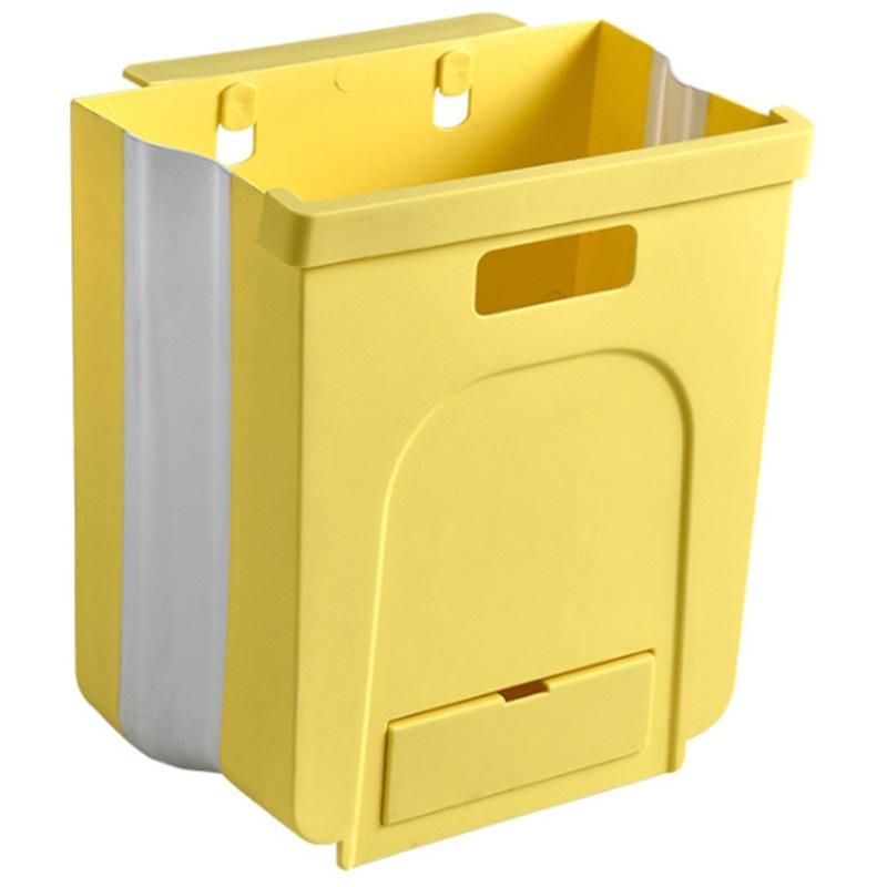Waste Bin Hanging Waste Bathroom Kitchen Foldable Yellow