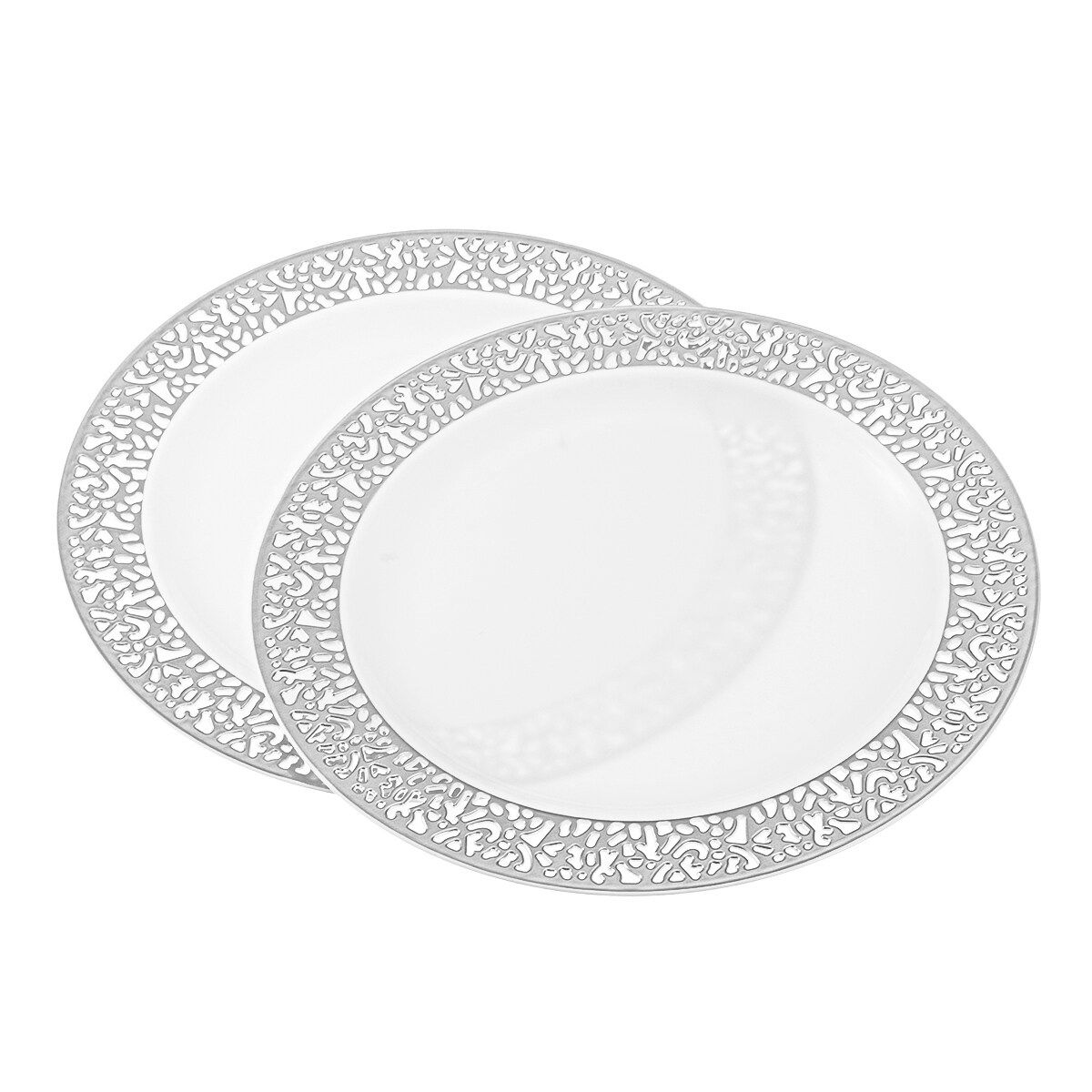 7.5 Inch 6pcs Disposable Plastic Tableware Plates Dinner Wedding Party Supply Silver