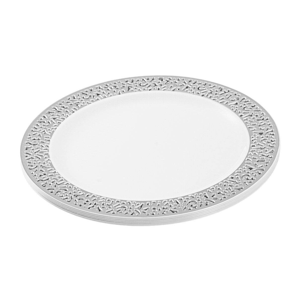 7.5 Inch 6pcs Disposable Plastic Tableware Plates Dinner Wedding Party Supply Silver