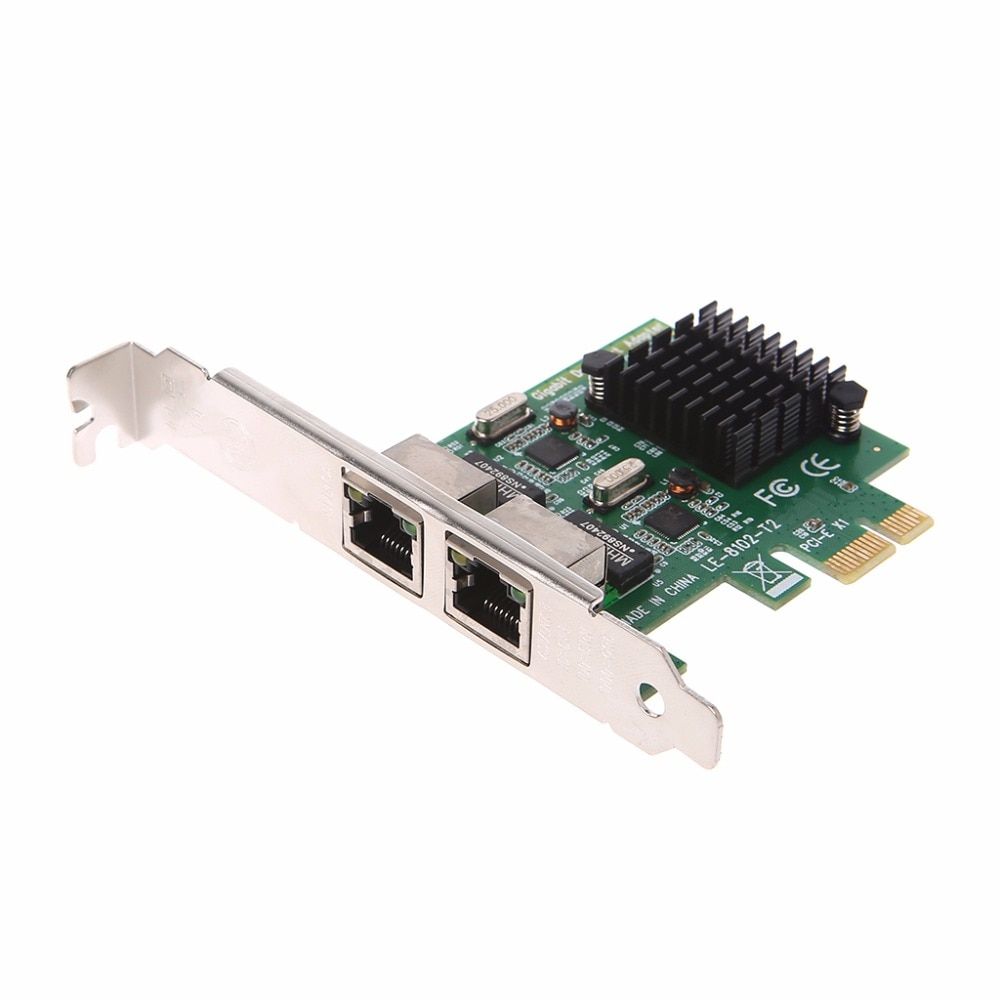 Dual-Port Express PCI-E X1 Gigabit Ethernet Network Card 10/100/1000Mbps Rate LAN Adapter High Quality Au06 19 Dropship