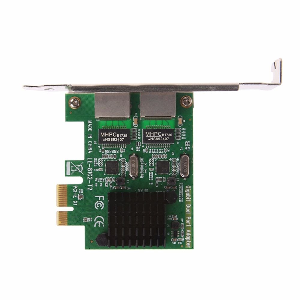 Dual-Port Express PCI-E X1 Gigabit Ethernet Network Card 10/100/1000Mbps Rate LAN Adapter High Quality Au06 19 Dropship