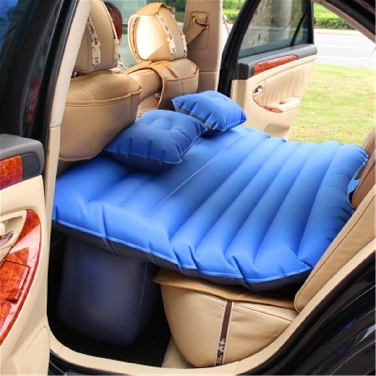 Inflatable SUV Car Travel Mattress Back Seat Camping Air Bed W/ Pump 2 Pillow Blue (blue)