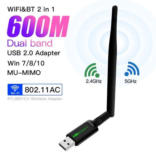 USB WiFi Bluetooth Adapter 600Mbps Dual Band 2.4/5Ghz Wireless External Receiver USB Mini WiFi Dongle Network Card For PC/Laptop AC600 Mini USB