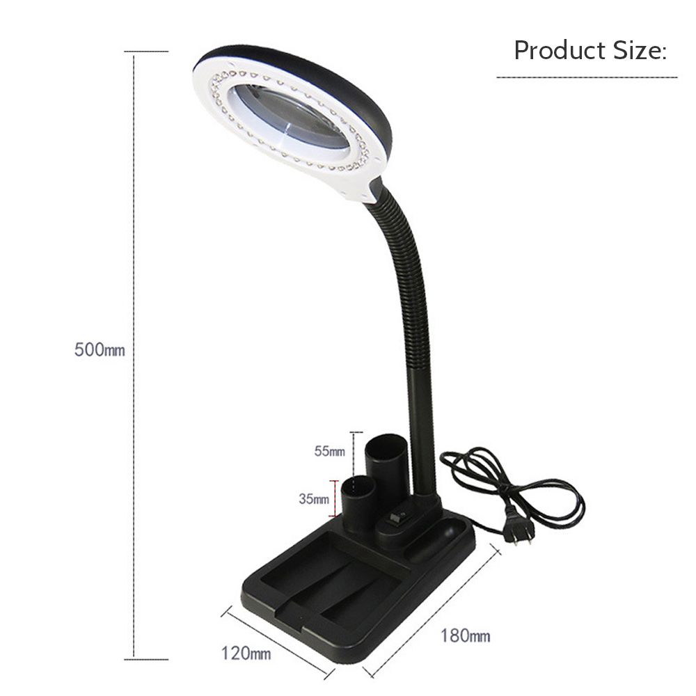 Magnifier Glass With Gadget Storage Design Desk Lamp Beside