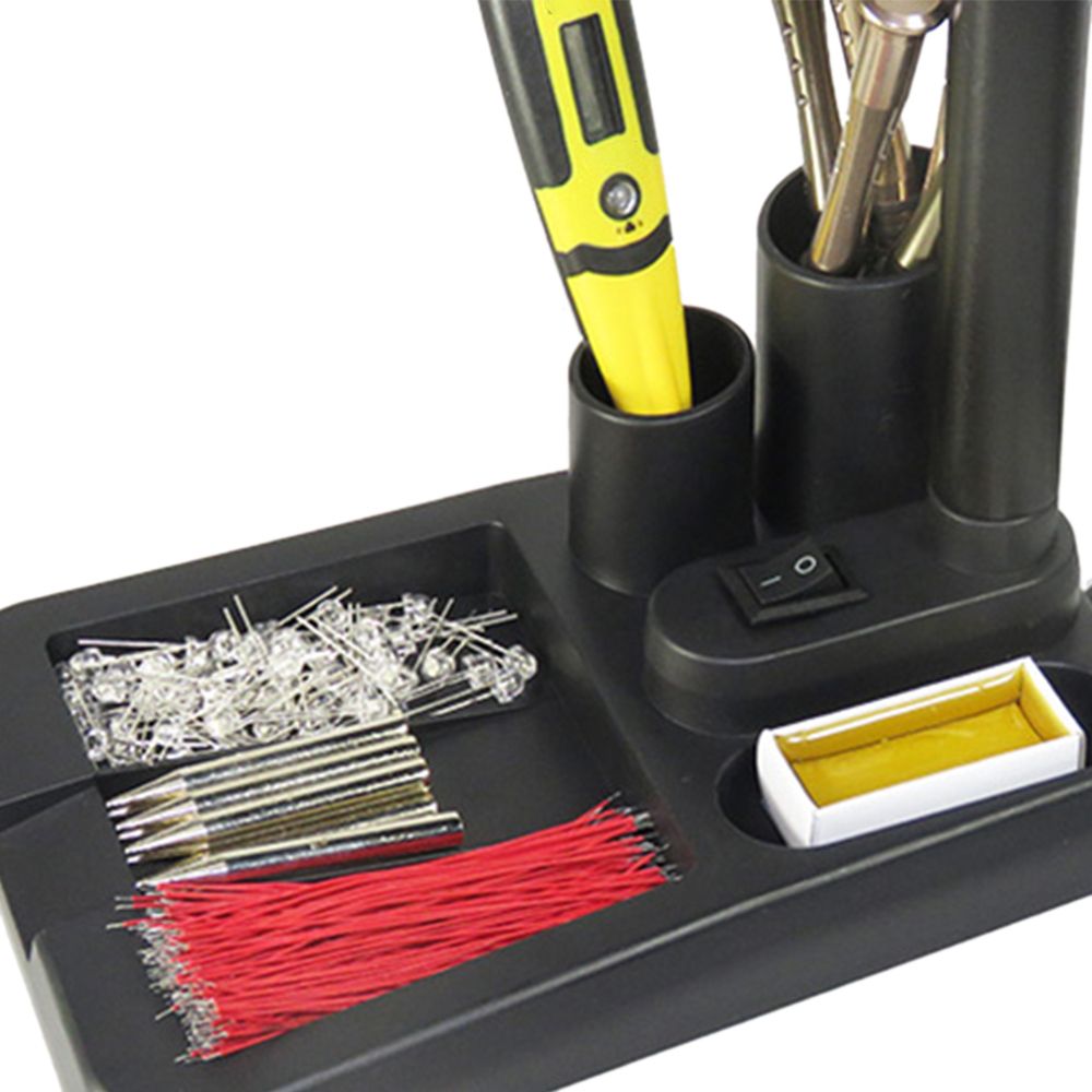 Magnifier Glass With Gadget Storage Design Desk Lamp Beside