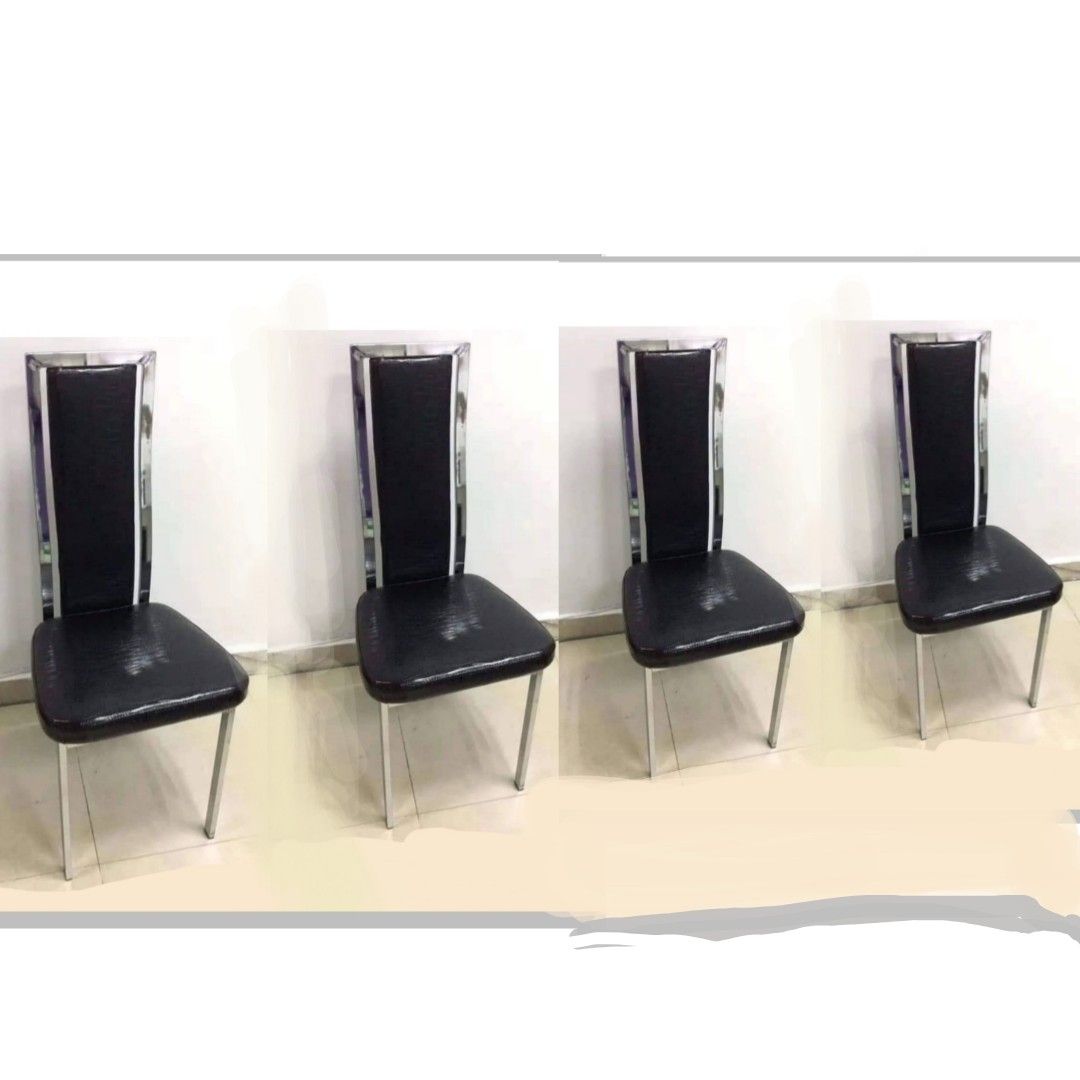 Dining Chair With Steel Frame High Back PU Leather