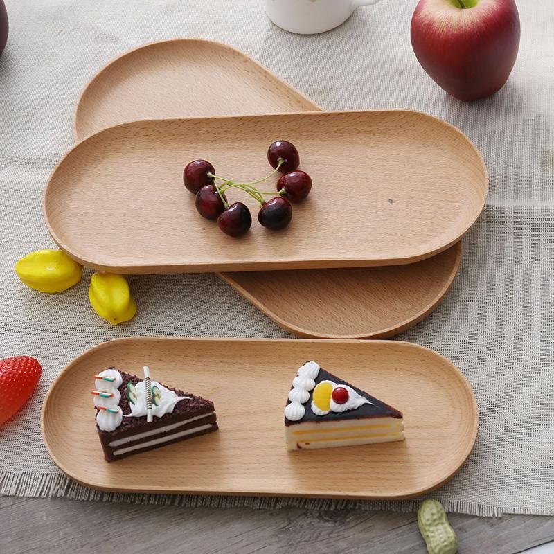 Wooden Tray Dinner Plate Storage Trays Solid Wood Oval Tray