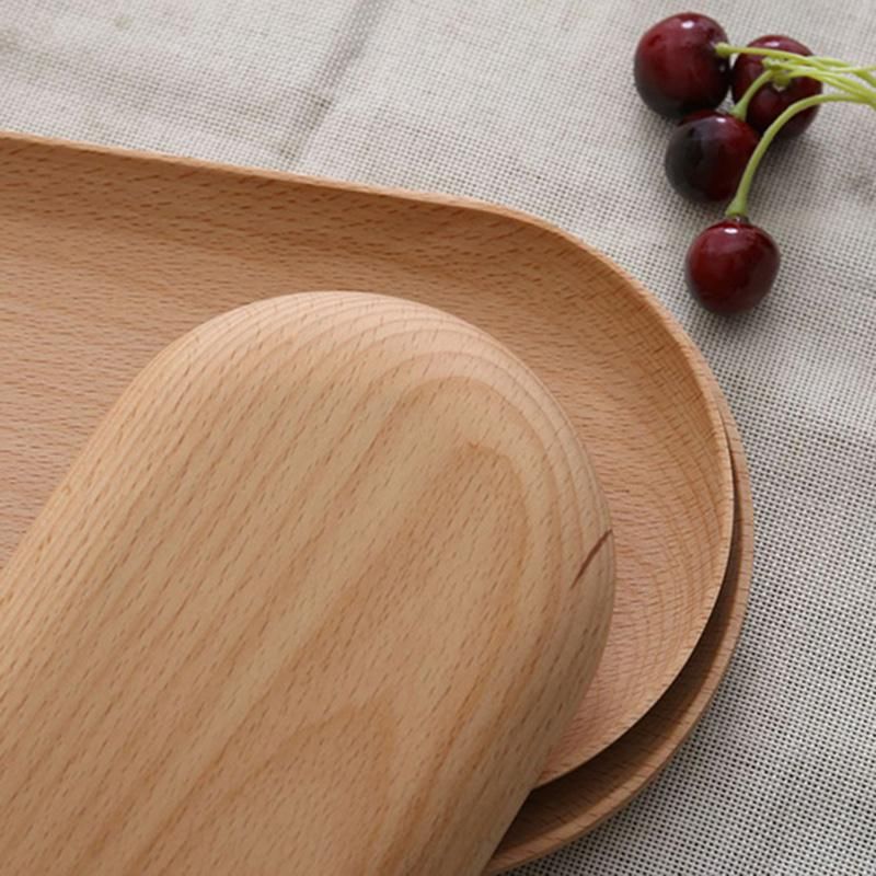 Wooden Tray Dinner Plate Storage Trays Solid Wood Oval Tray