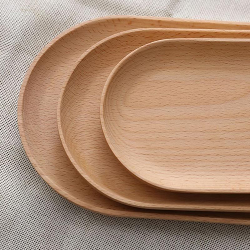 Wooden Tray Dinner Plate Storage Trays Solid Wood Oval Tray