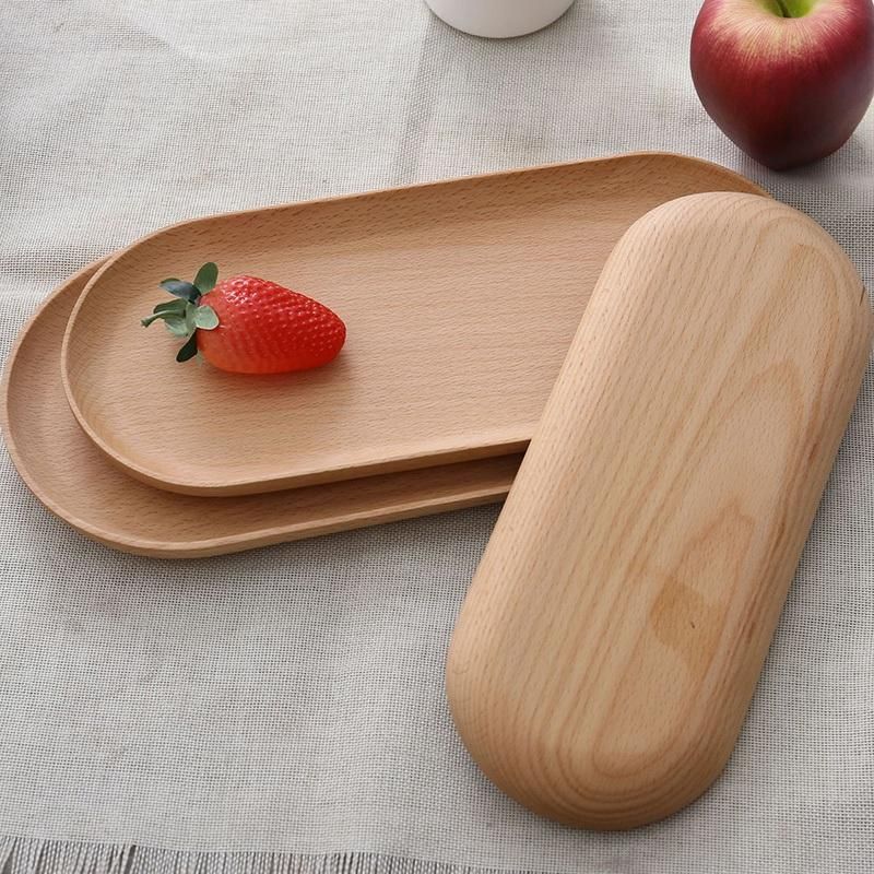 Wooden Tray Dinner Plate Storage Trays Solid Wood Oval Tray